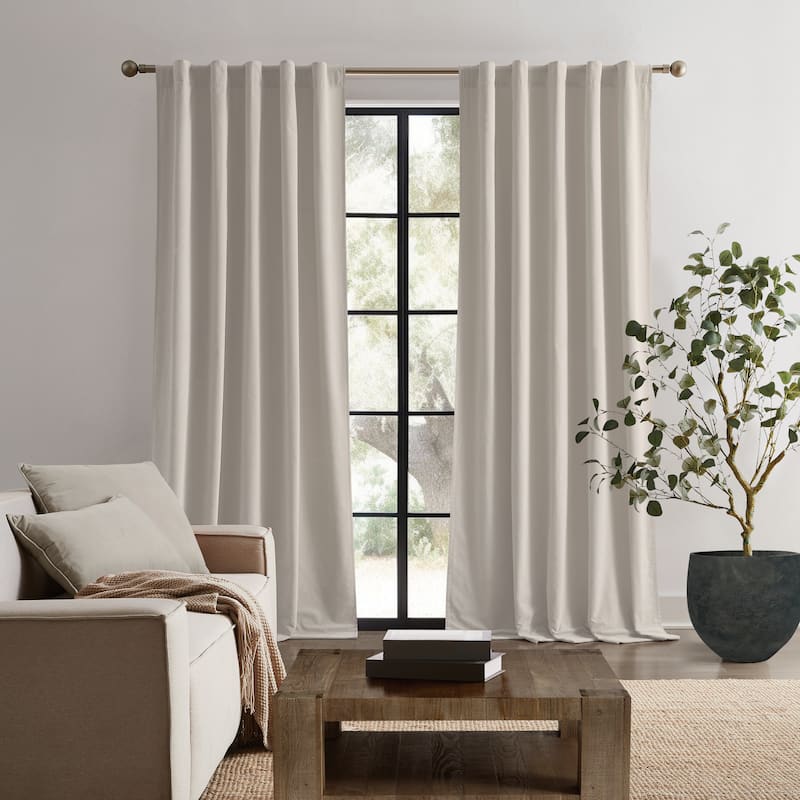 Brooklyn Loom Matte Cotton Velvet Window Curtain with Back Tab - (2) 50x96 - Grey