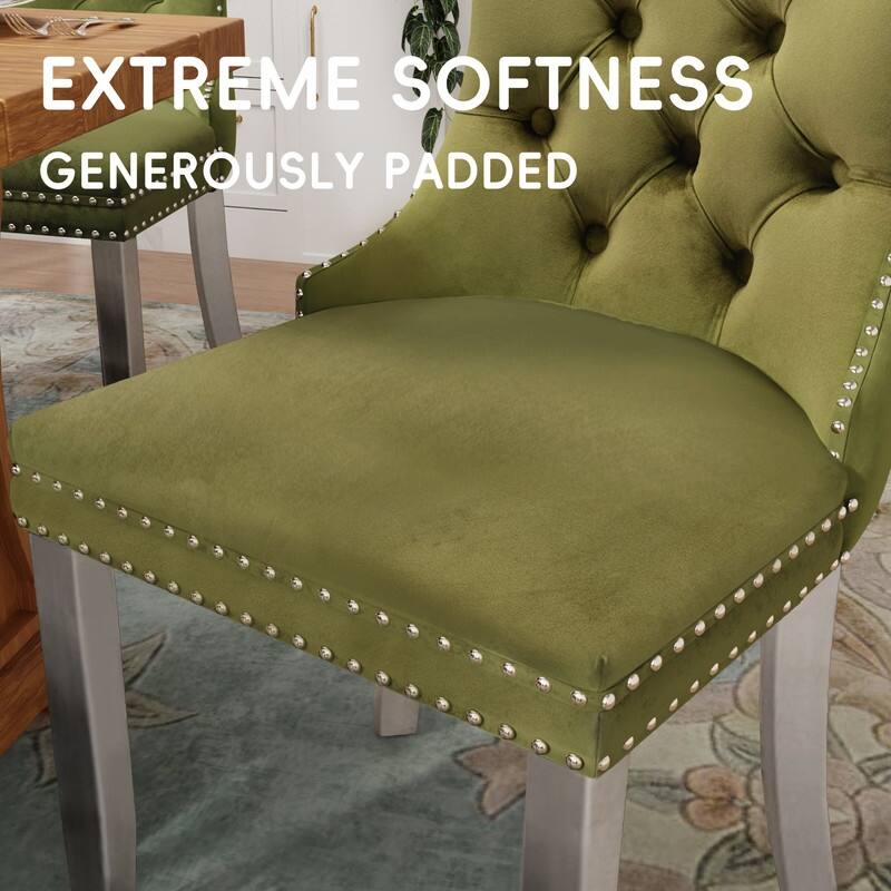 Tufted Naliheads Solid Wood Upholstered Dining Chairs Set of 8