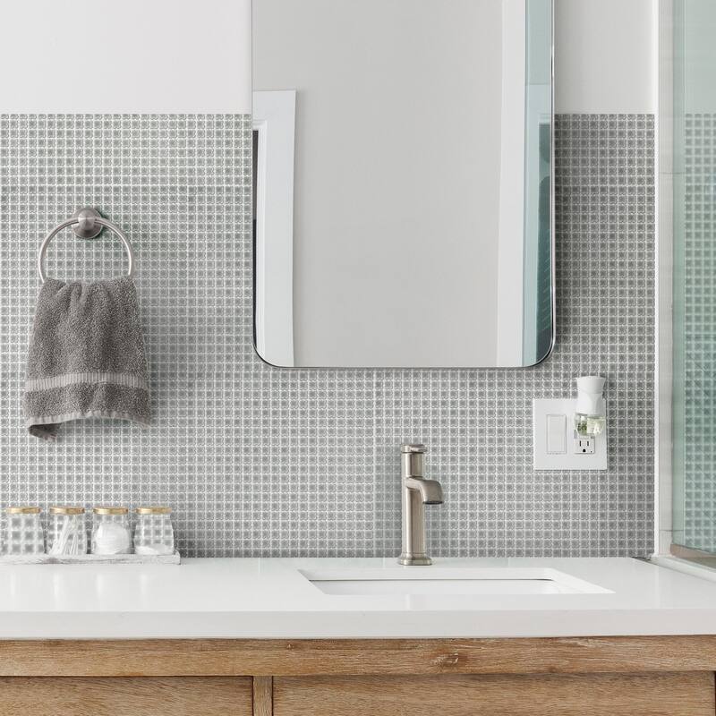 Merola Tile Fioretti Glossy Grey 12" x 12" Porcelain Floor and Wall Tile