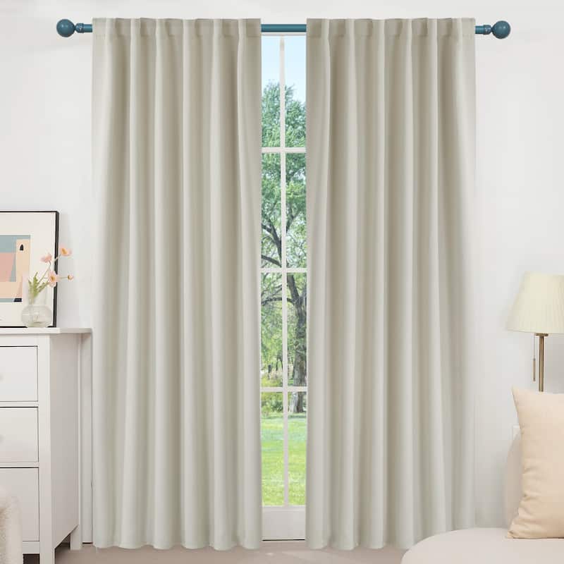 Deconovo Back Tab Blackout Curtains (2 Panel) - 52W x 95L - Light Beige
