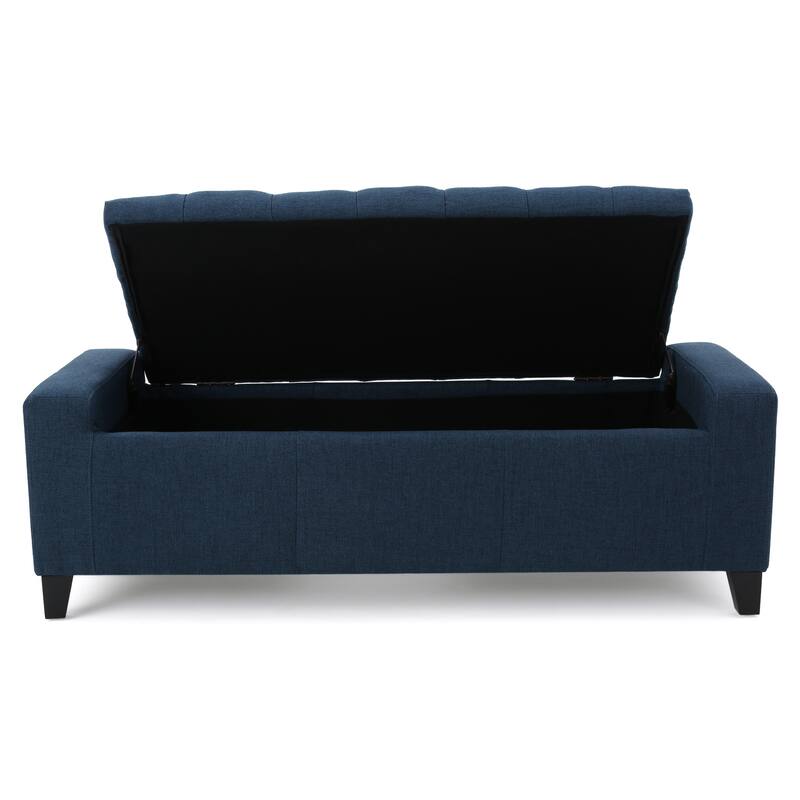 Modern Button-tufted Storage Ottoman Bench-Navy Blue