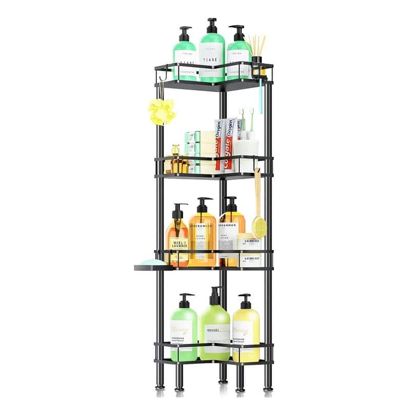 4 Tier Standing Shower Caddy - 10.2"D x 10.2"W x 44.1"H - 4 Tier