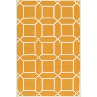 Canvello Modern Decorative Handmade Wool Area Rug - Orange/Ivory - 2x3 ...