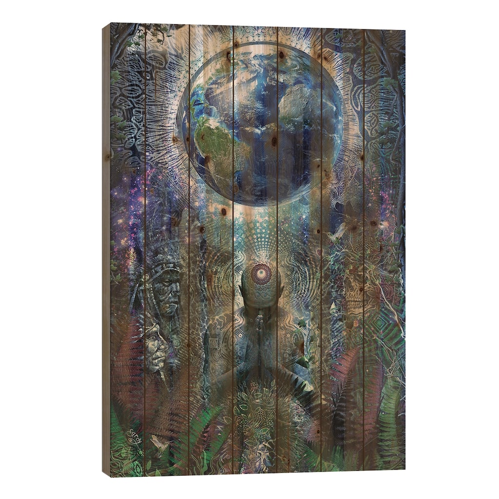 Gratitude For The Earth And Sky Print On Wood by Cameron Gray - Multi-Color