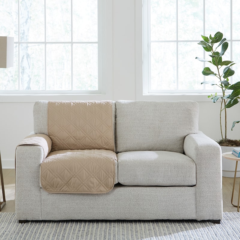 SureFit Gemma Corner Sectional Sofa Cover Furniture Protector, Waterproof Pet Protector Furniture Covers - Taupe