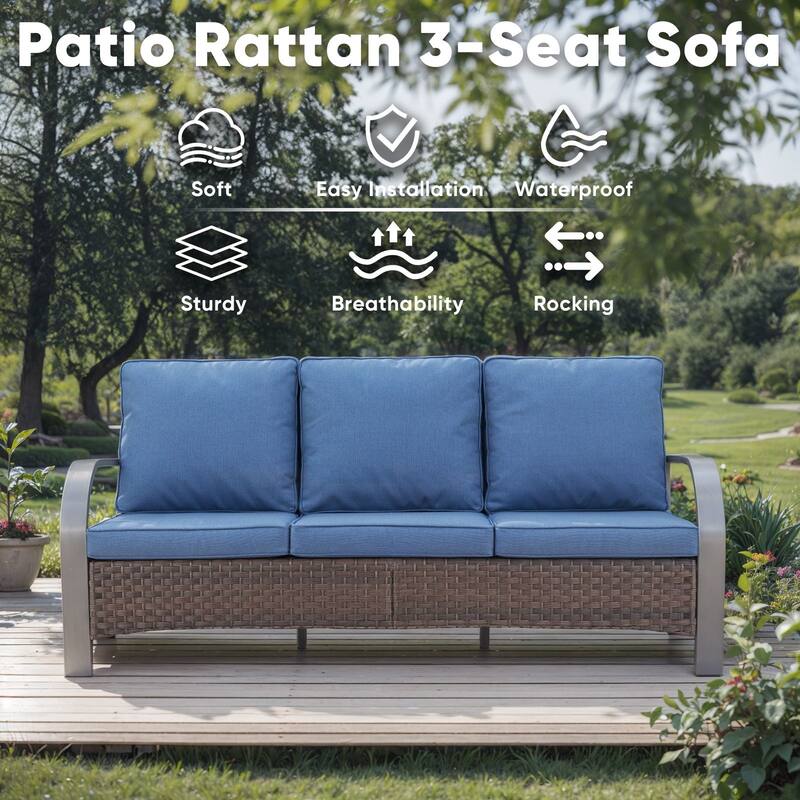 Pocassy Outdoor Furniture Sofa Swivel Chairs with Ottoman