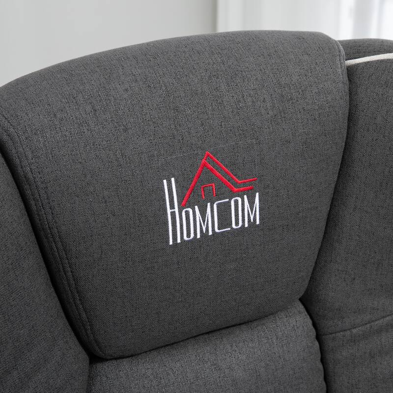 Manual Swivel Recliner Chair Linen Upholstered Lounge Chair with Adjustable Backrest, Footrest and Dual Cup Holders