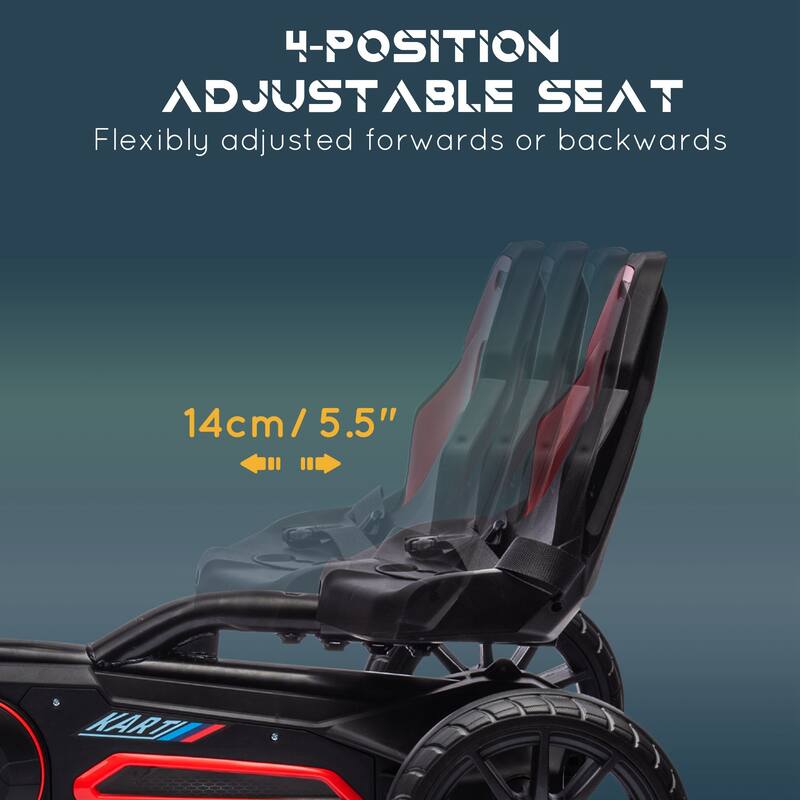 Kids Pedal Go-Kart with Adjustable Seat, EVA Wheels, Hand Brake, Forward & Reverse Drive, 3-8 Years, Max 66 lbs