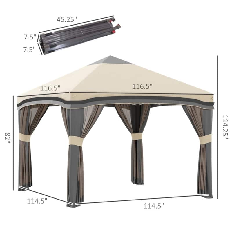 Steel Polyester Pop-Up Outdoor Gazebo Three-level Adjustable Legs - 114.5" L x 114.5" W x 114.25" H