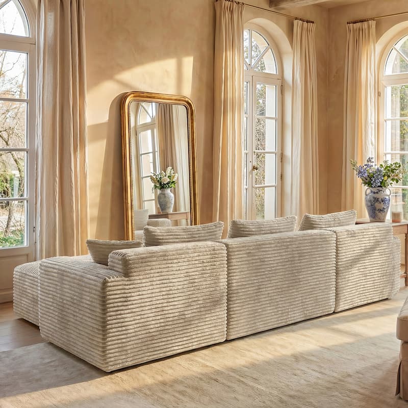 Oversized Modular Sectional Sofa, No Assembly Required, Corduroy Fabric, Deep Seat Cloud Couch with Chaise Foam Sofa