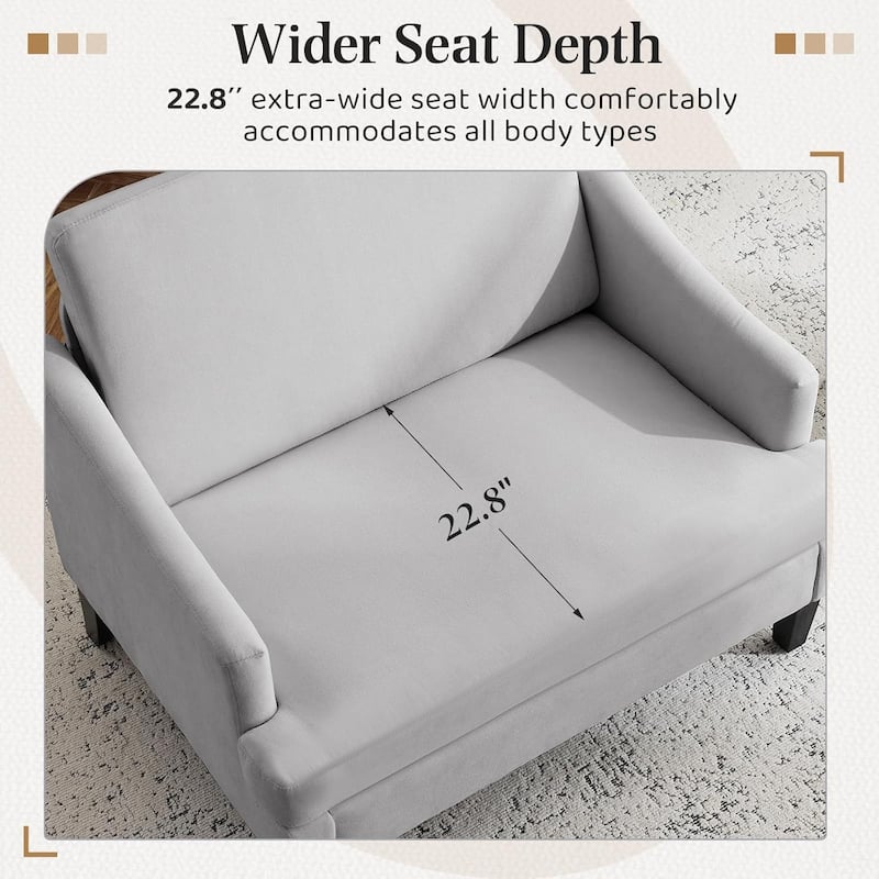 Bezseller Modern Oversized Accent Chair, 33.5'' Wide Seat Upholstered Armchair with Wood Legs and 2 Pillows