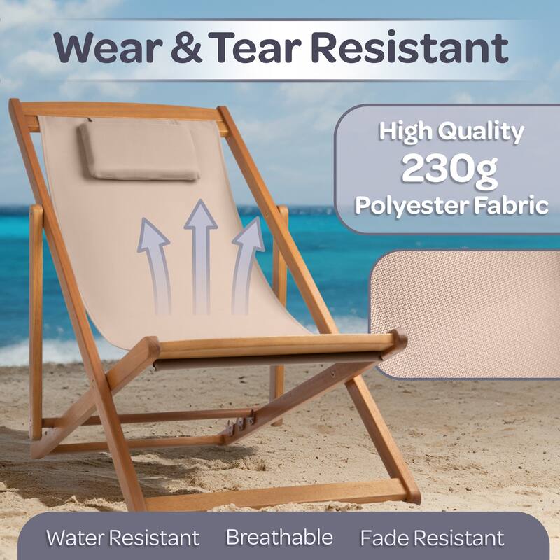 Lavish Home Beach Lounge Chair - Adjustable Reclining Sling Chair