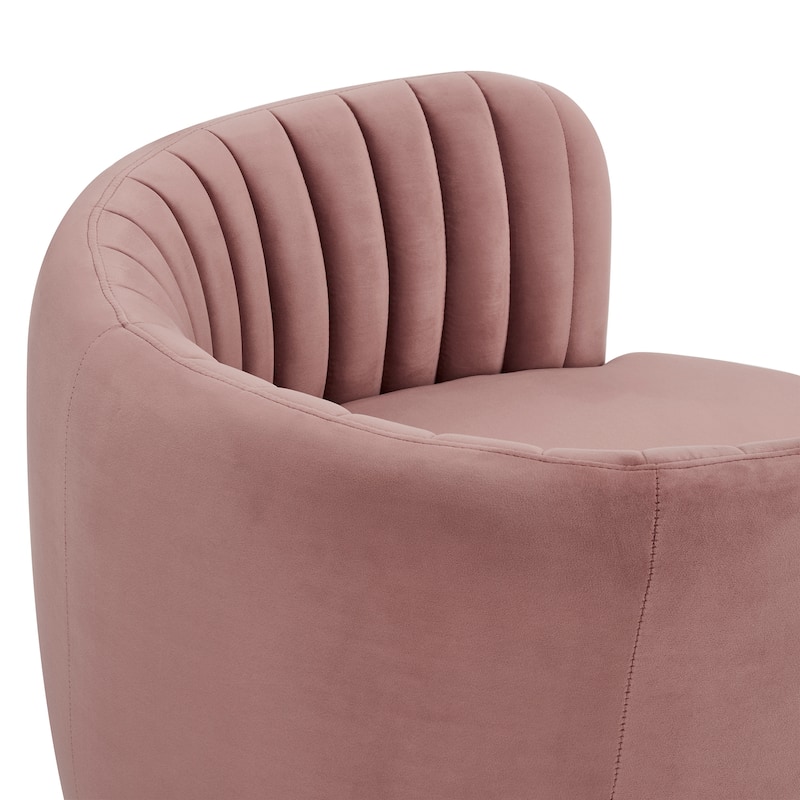 Davy Velvet 360 Degree Swivel Round Barrel Arm Chair with Gold Base