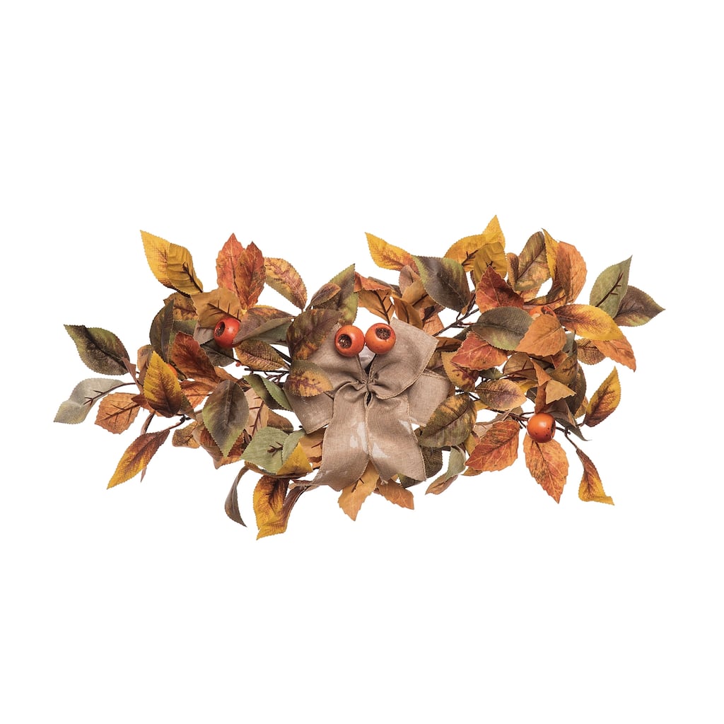 Transpac Fabric 24 in. Multicolor Harvest Leaves Swag