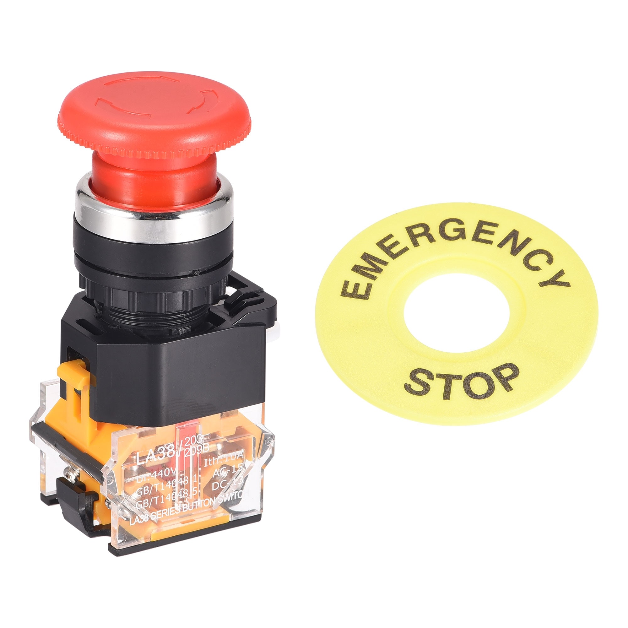 Red Sign Emergency Stop Switch Push Button Mushroom Push Button 4 ScrewTermin Y