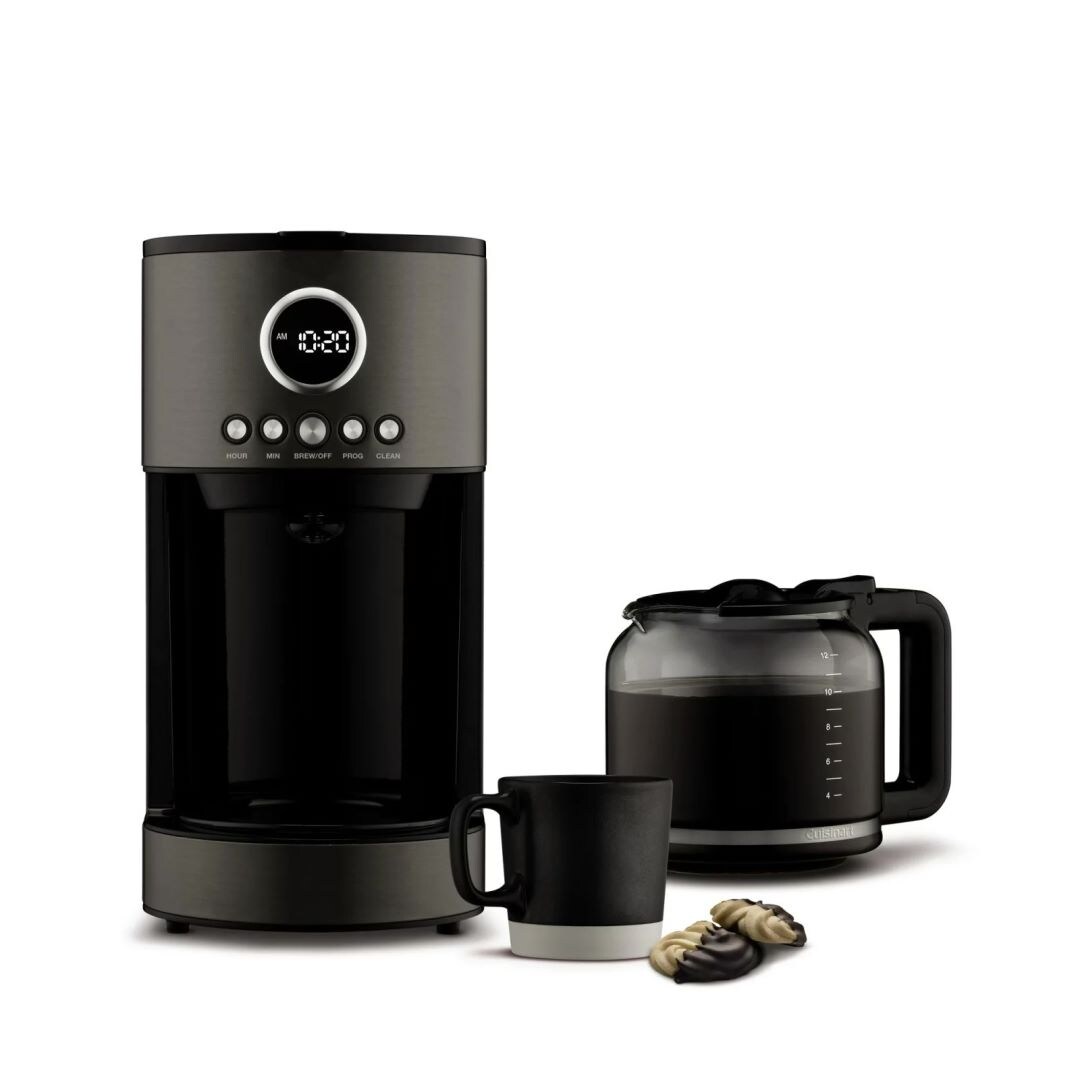 Black stainless steel coffee maker top