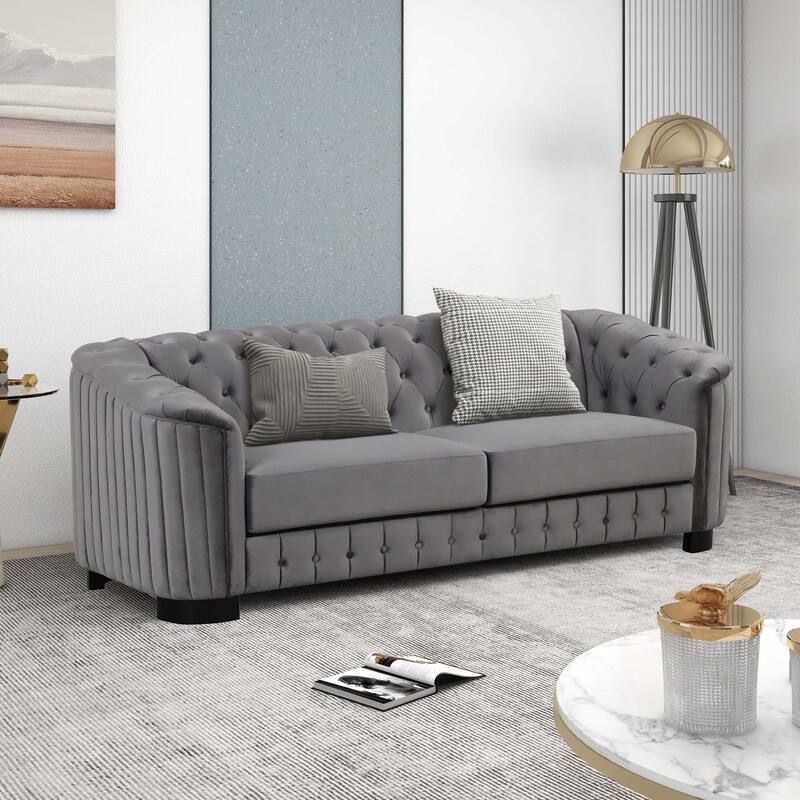 3 Pieces Modern elvet Upholstered Living Room Sofa Set Sectional
