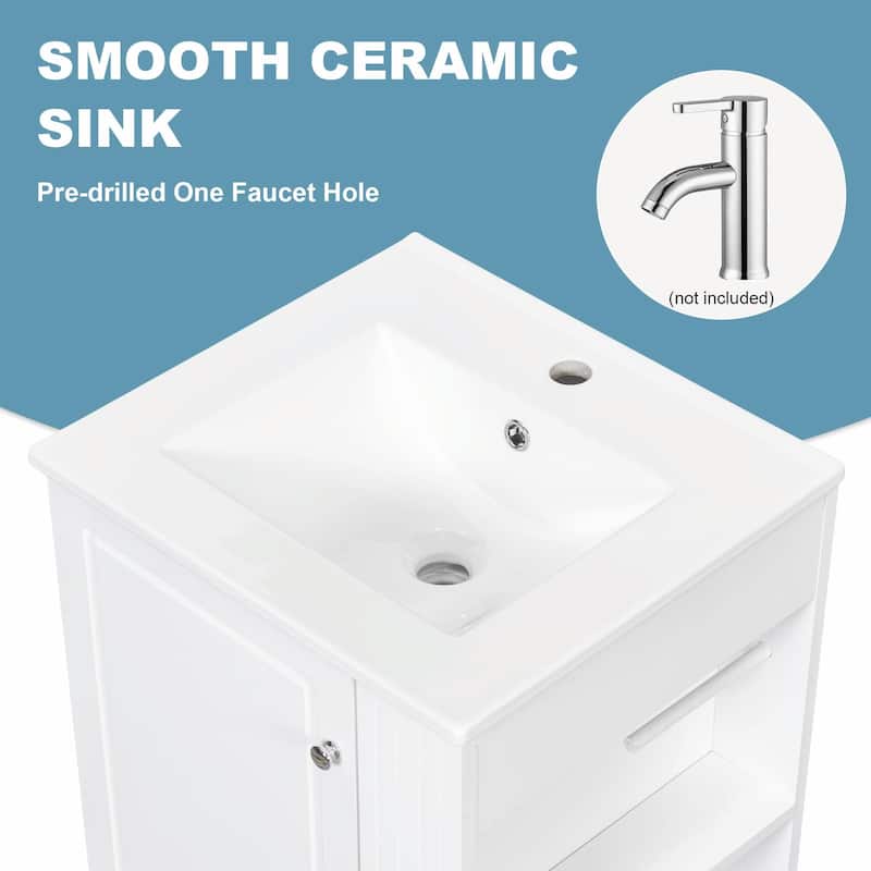 20" Freestanding Bathroom Vanity with Ceramic Sink