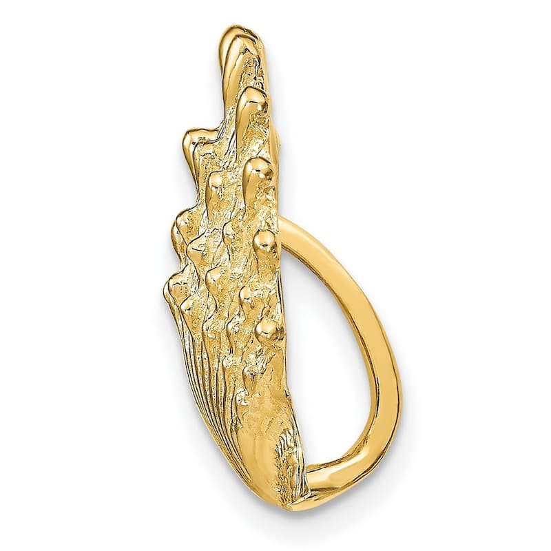 Curata 14k Yellow Gold Textured Lions Paw Shell Slide Pendant Necklace (16mm x 18mm)