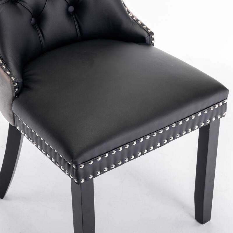 High-end Tufted Solid Wood Contemporary PU and Velvet Upholstered Dining Chair