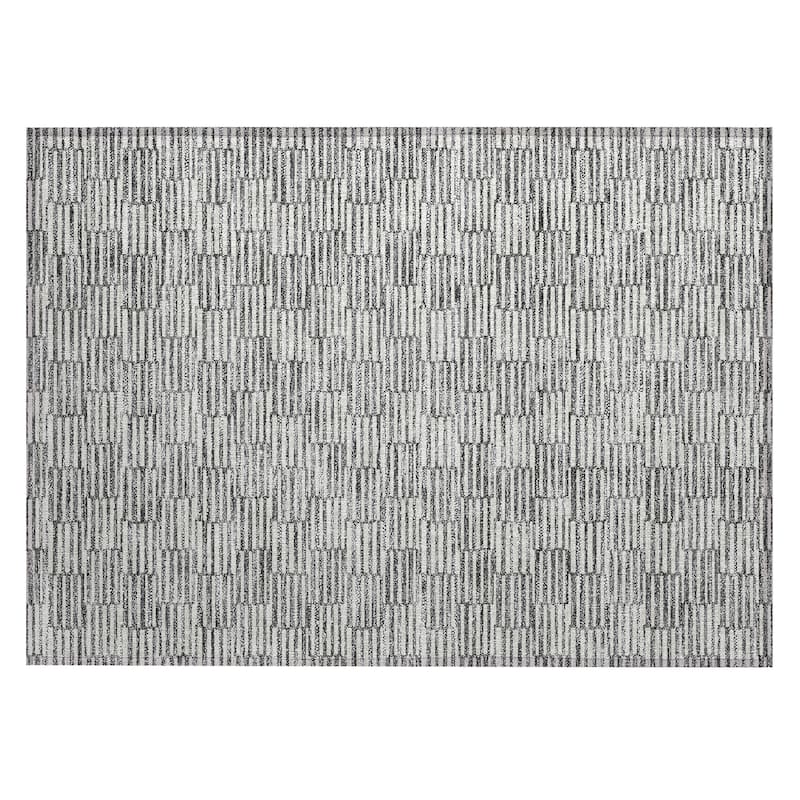 Machine Washable Indoor/ Outdoor Chantille Stripe Blocks Rug