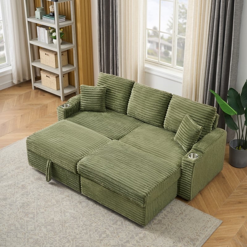 80" Cordylona Sofa, Cup Holder, Ottoman Storage