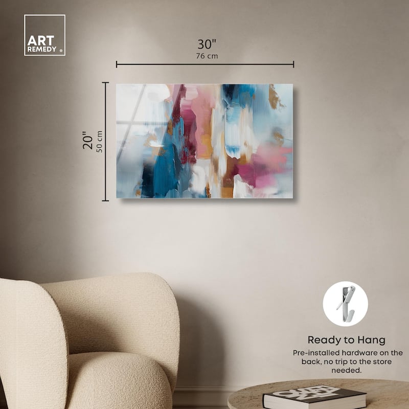 Rosy and Ocean Hues II Acrylic by Art Remedy, Ready to Hang