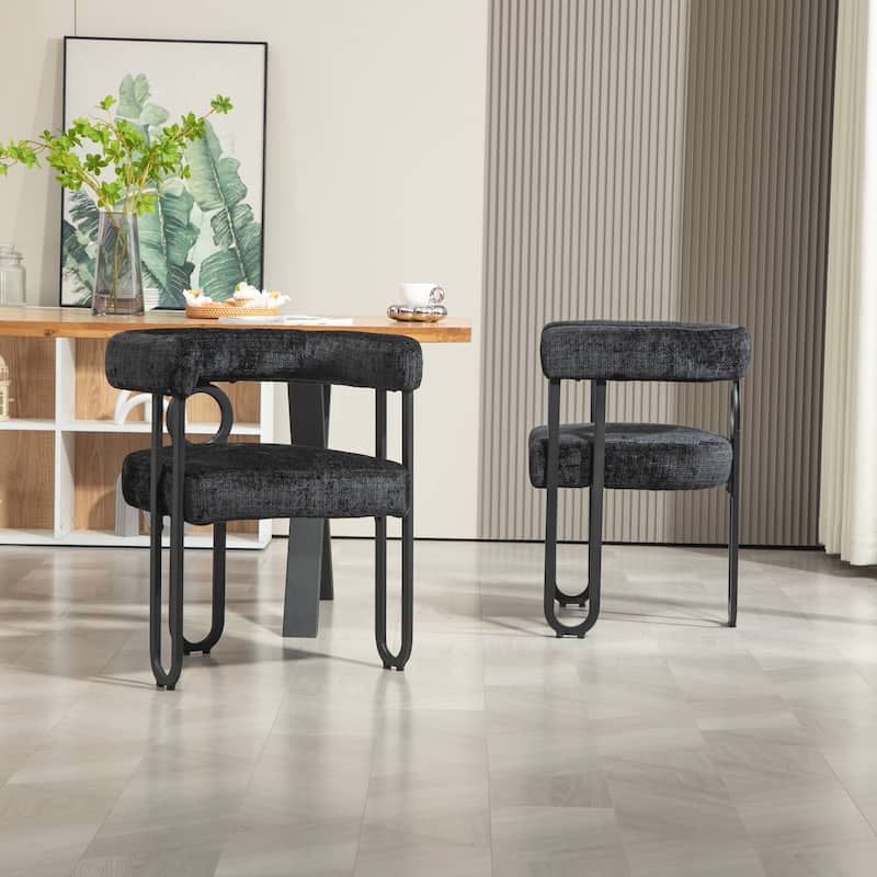 Contemporary Designed Velvet Fabric Upholstered Accent/Dining Chair/Barrel Side Chairs Kitchen Armchair for Living Room set of 2