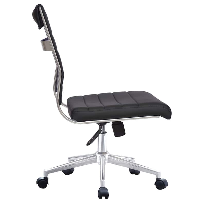 (Retired) Ergonomic Executive Mid back PU Leather Office Chair Armless Side No Arms Tilt With Wheels and Padded Cushioned Seat