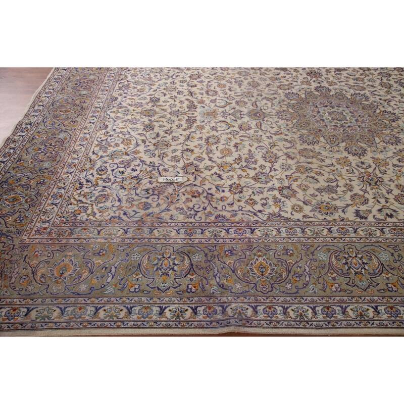 Traditional Kashan Persian Vintage Rug Bedroom Handmade Wool Carpet - 9'9" x 13'5"