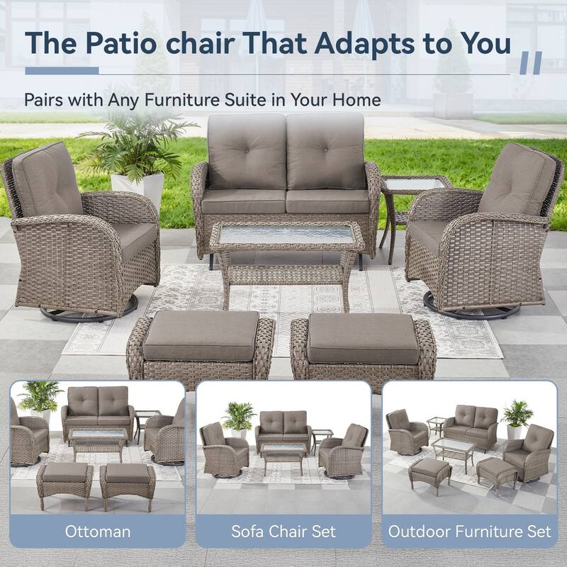 Gymojoy Stylish Patio Loveseat Glider Sofa with Cushions