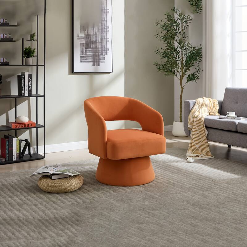 Velvet Accent Armchair 360 Degree Swivel Club Chair for Living Room