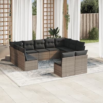 vidaXL Garden Sofa Set Gray Poly Rattan Medium Modular Garden Sofa Set - 24.4 x 24.4 x 27.2