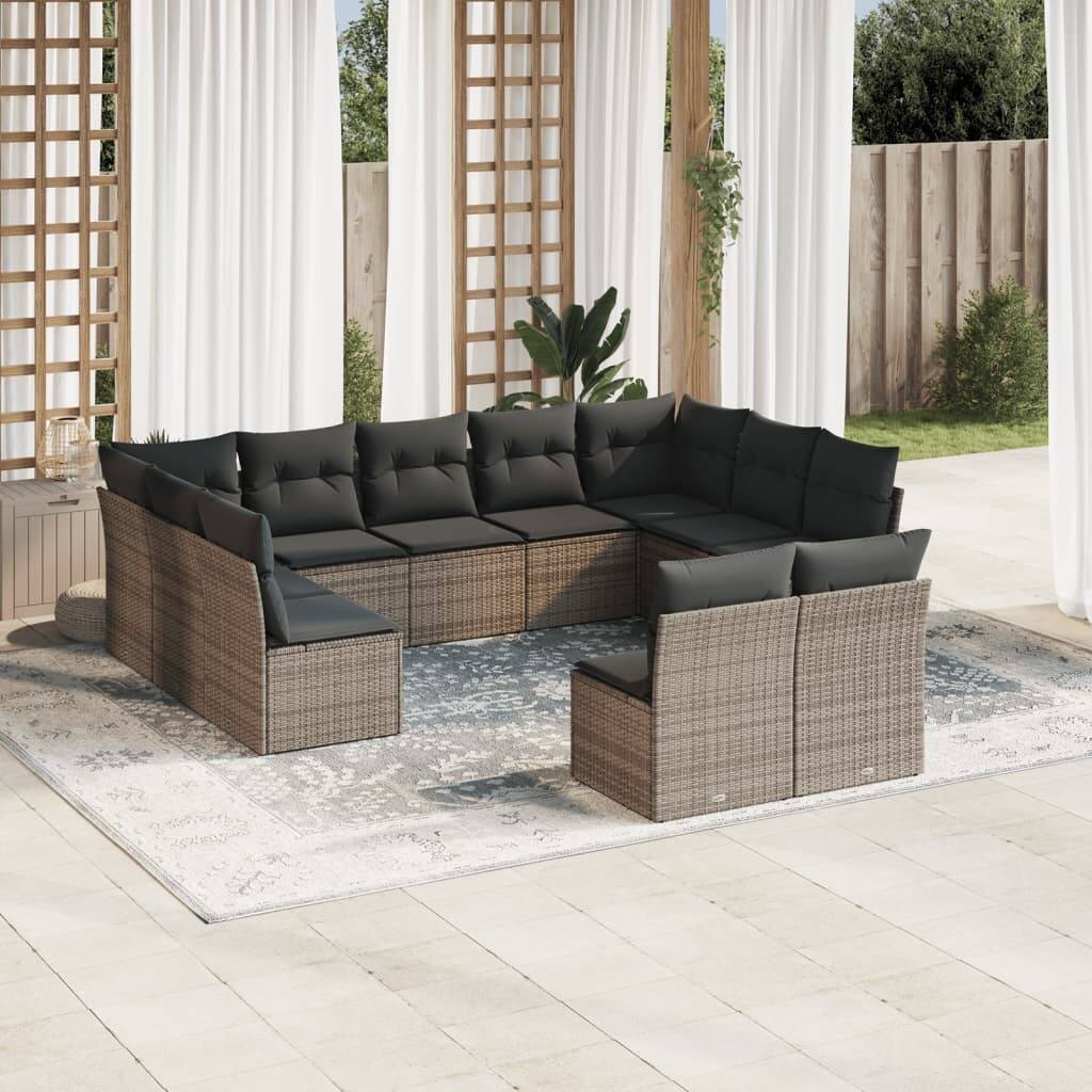 vidaXL Garden Sofa Set Gray Poly Rattan Medium Modular Garden Sofa Set - 24.4 x 24.4 x 27.2