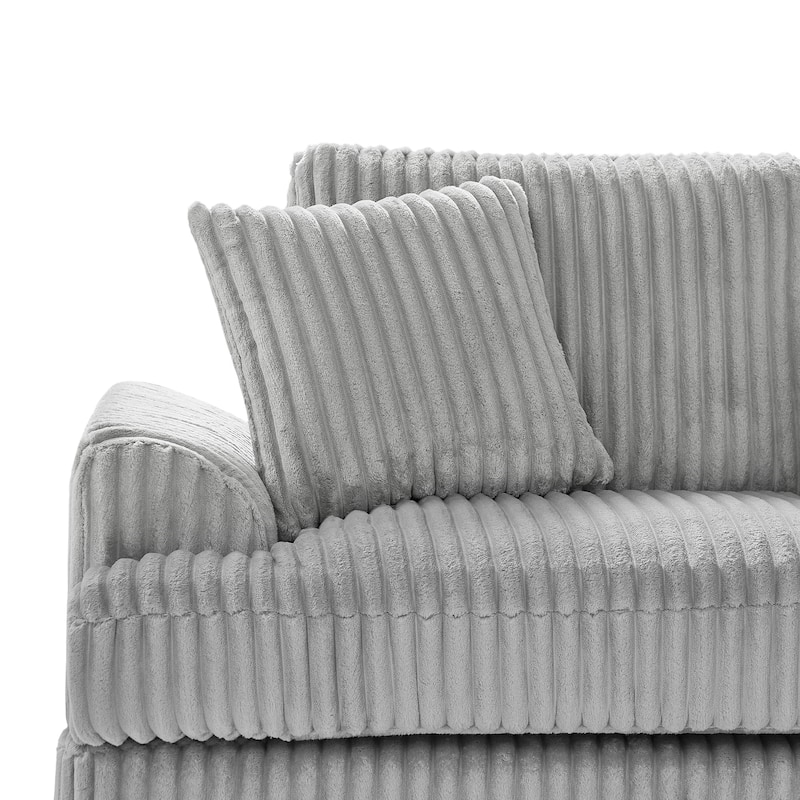129.1" Corduroy U-Shaped Sectional Sofa with Chaise Lounge, Curved Armrests, and Premium Foam Cushions