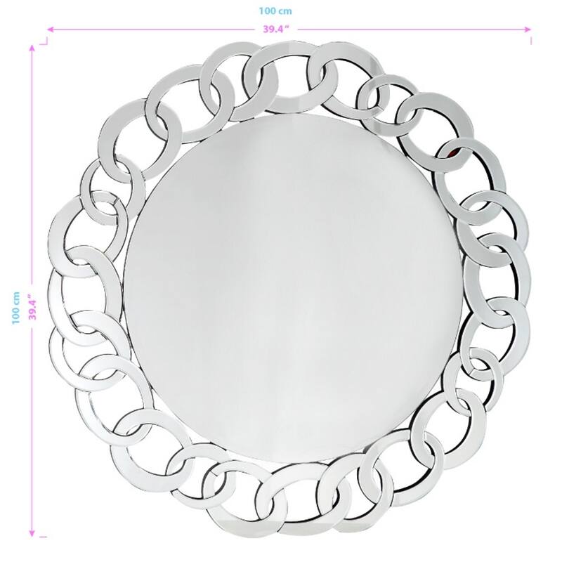HomeRoots 39" Mirrored Round Accent Mirror Wall Mounted With Glass Frame - 38.6