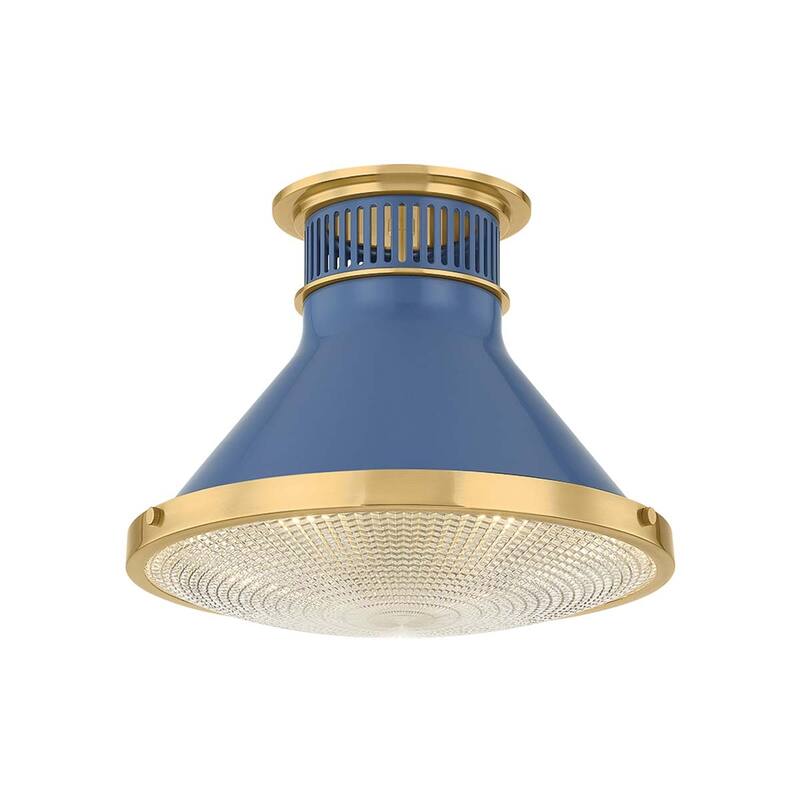 Hudson Valley Lighting MDS2402 Highclere 13" Wide Semi-Flush Ceiling - Aged Brass / Soft French Blue