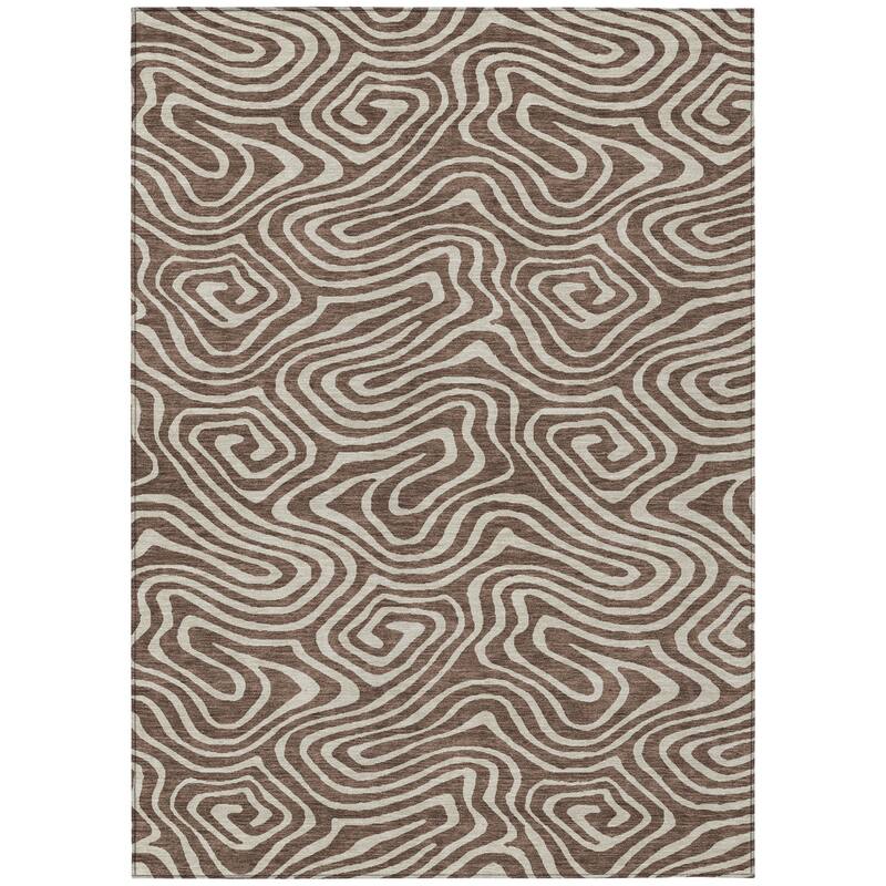 HomeRoots Abstract Transitional Rectangle Outdoor Rug - 5' X 8'