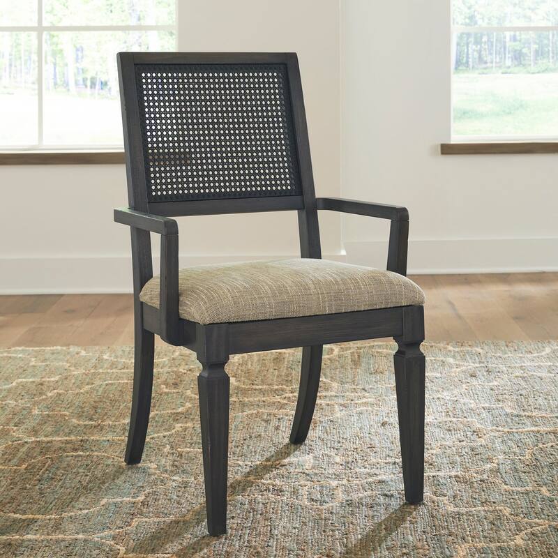 Caruso Heights Blackstone Panel Back Arm Chair (Set of 2) - Black