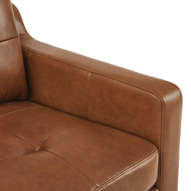 3-Seater Genuine Leather Tufted Sofa for Living Room