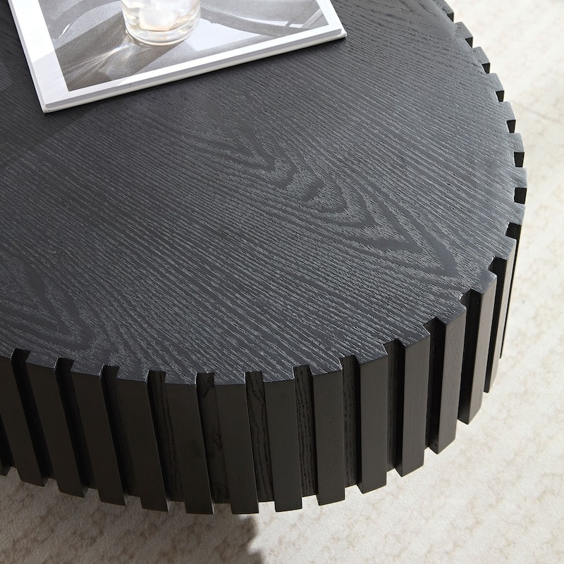 Modern Handcraft Drum Coffee Table Length 43.7 inch Ellipse Coffee Table for Living Room,Oval Small Coffee Table