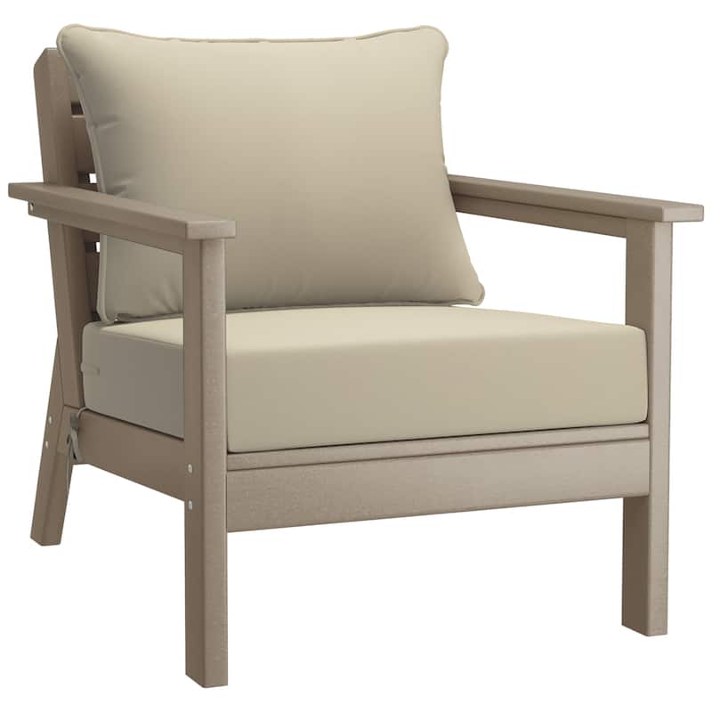 Birchwood All Weather HDPE Outdoor Patio Weathered Wood Deep Conversation Set (6-Piece Set)