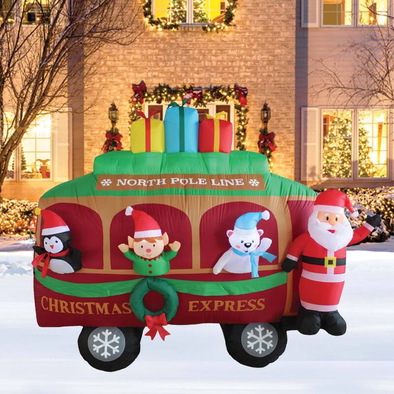 A Holiday Company 8ft Wide Christmas Caboose, 6 ft Tall, Multi