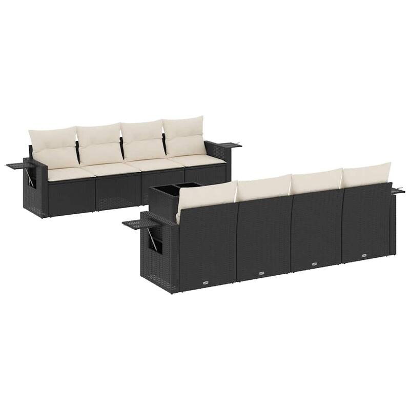 vidaXL Garden Sofa Set Black PE rattan 9 Piece Set Adjustable Feet - 21.7 x 21.7 x 14.6