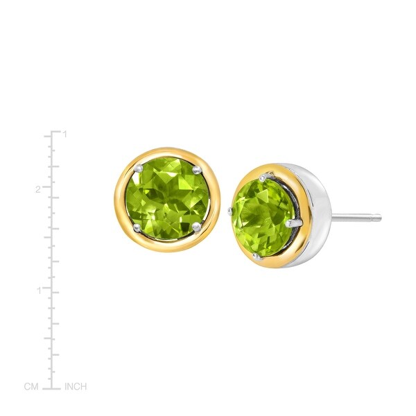 1 1//4 ct Natural Peridot /& Cubic Zirconia Stud Earrings in Sterling Silver