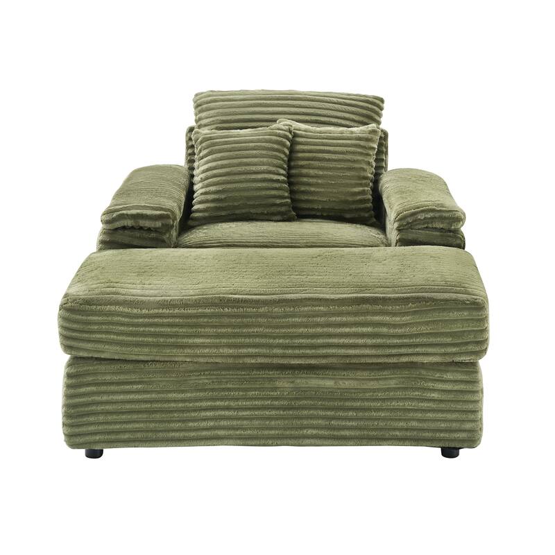 42.52 inch Green Corduroy Single Sofa with Pillows, Simple Design