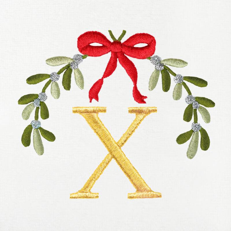 Authentic Hotel and Spa Christmas MISTLETOE MONOGRAM Embroidered Luxury 100% Turkish Cotton Hand Towels Set of 2