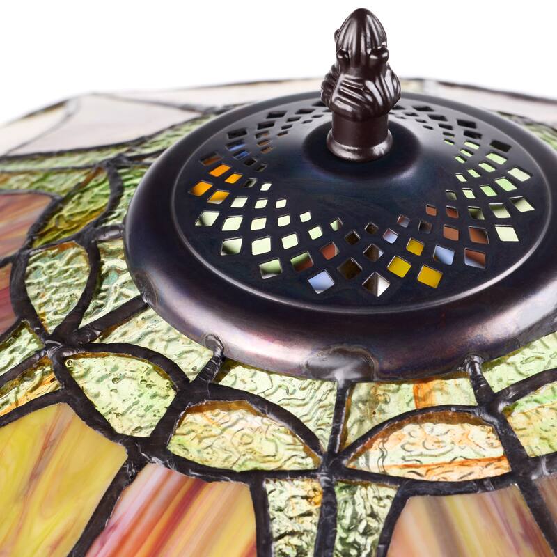 Halston River of Goods Double Lit Stained Glass 24.5-Inch Table Lamp - 18" X 18" X 24.5"