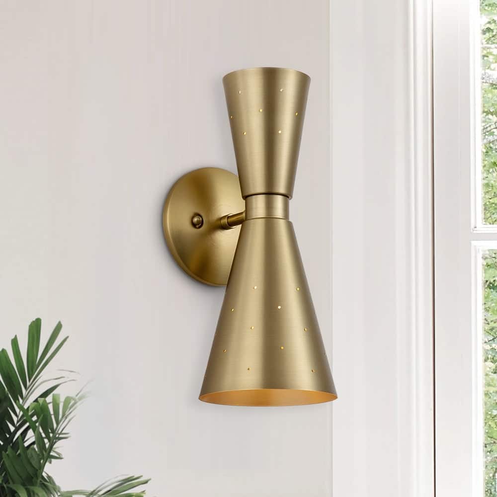 2-Light Modern Metal Eyelet Hourglass Wall Sconce