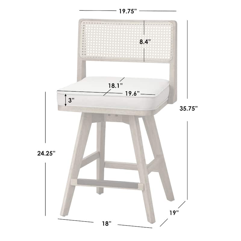 Simple Living Serene Solid Wood 24-inch Swivel Stool with Cane Back